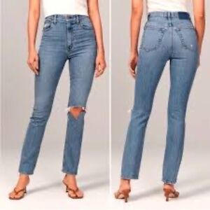 Abercrombie Curve Love Ultra High Rise 90s Slim Straight Jean Long